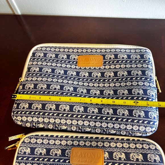 Kayond 3-Piece Canvas Laptop‎ Sleeve Set Elephant Print Padded Protection Zipper - Picture 5 of 11